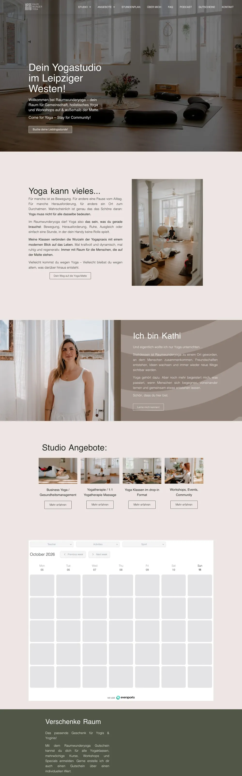 The Raumwunderyoga website